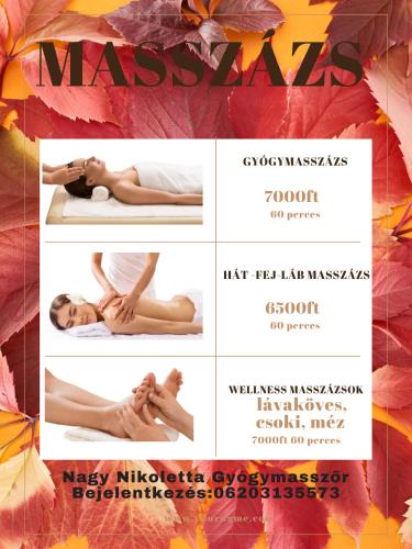 a collage of photos of a woman performing a massage at Vidéki Ház-Őrség in Kerkafalva