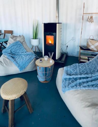 Katil atau katil-katil dalam bilik di Glamping Iurte Mongole Spiritul Zimbrului