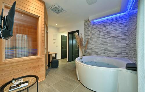 a large bathroom with a tub and a television at Stunning Home In Vinogradi Ludbreski in Vinogradi Ludbreški