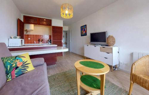 un salon avec un canapé et une table dans l'établissement Gorgeous Apartment In Saint-Georges-De-Didon, à Saint-Georges-de-Didonne