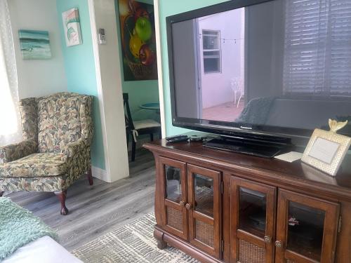 Μια τηλεόραση ή/και κέντρο ψυχαγωγίας στο Convenient and Private Downtown 1BR Near Beach