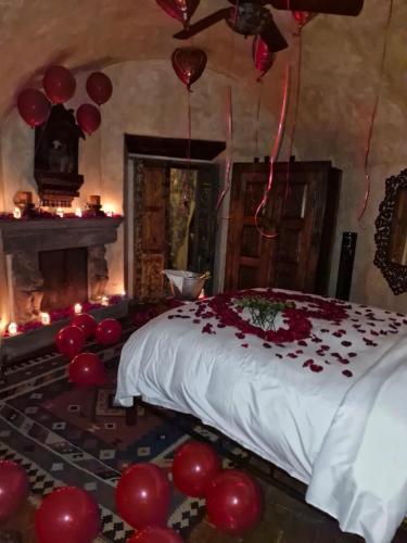 Cama o camas de una habitación en Hacienda Las Amantes
