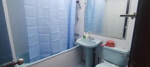 a bathroom with a sink and a toilet and a shower at Regency Tanjung Tuan - Idealhub in Port Dickson
