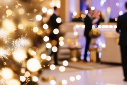 a close up of a christmas tree with lights at Grand Hotel Bonavia in Rijeka