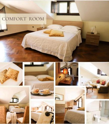 a collage of photos of a bedroom with a bed and a room at IL Tetto Di Guardia in Guardia Sanframondi