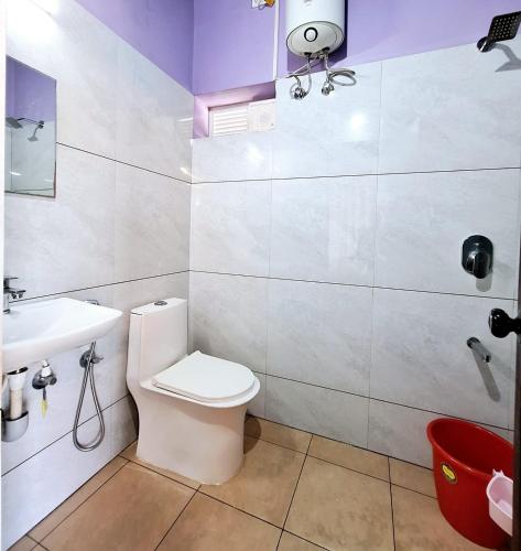 a bathroom with a toilet and a sink at Mangrove Ecostay in Gokarna