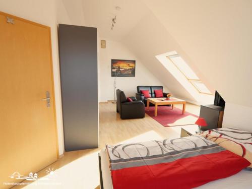 Katil atau katil-katil dalam bilik di 21 Ferienwohnung im Fritz-Bleyl-Weg 16b OG