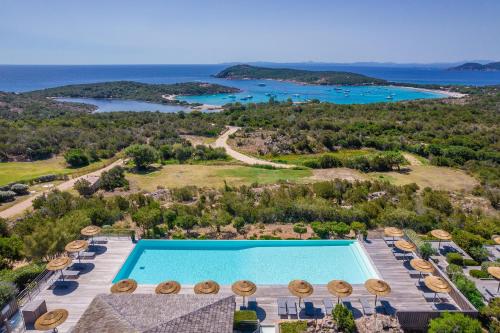 an aerial view of the resort with a swimming pool at Résidence Les Terrasses de Rondinara in Bonifacio