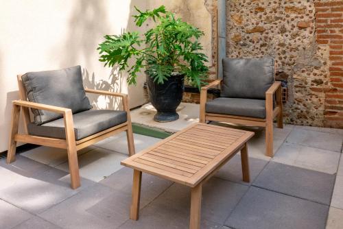 Ruang duduk di Appartement classé 3 étoiles - Canohès