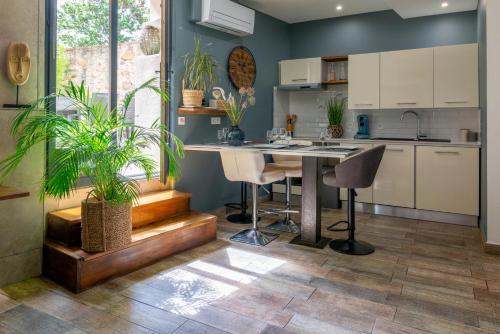 Dapur atau dapur kecil di Appartement classé 3 étoiles - Canohès