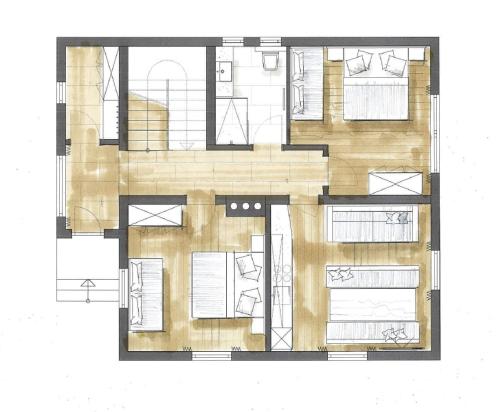 a drawing of a floor plan of a house at Ferienhaus Der Musikus in Kleinarl