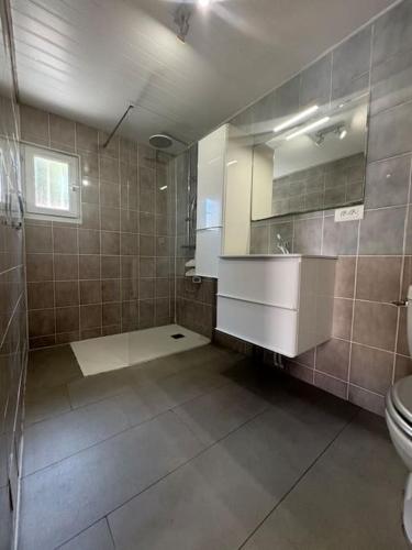 une salle de bain avec un lavabo et des toilettes dans l'établissement La Casa d'Isabelle, à Saint-Estève