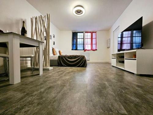 - un grand salon avec un lit et un canapé dans l'établissement LE COCON YourHostHelper, à Narbonne