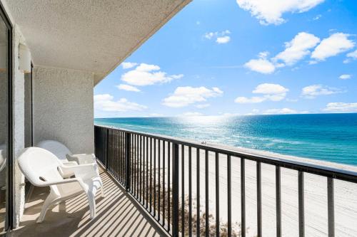 a balcony with a view of the ocean at Sandpiper Beacon Beach Resort in Panama City Beach