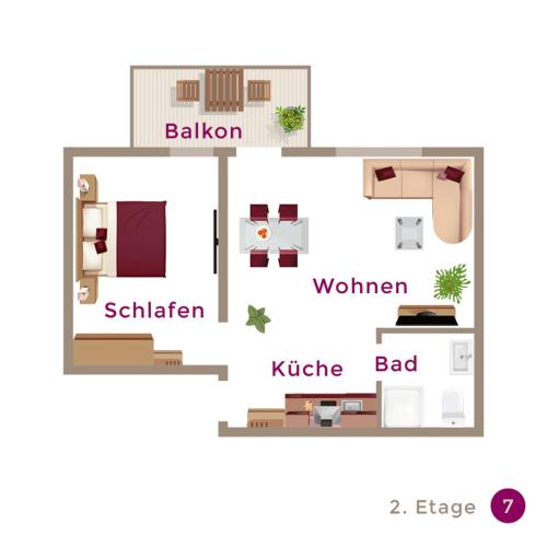 a floor plan of a small house with vocabulary at Simon´s Ferienwohnungen in Kurort Oberwiesenthal