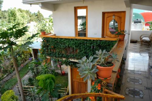 a house with plants on the side of it at Casa Madera in San Marcos La Laguna