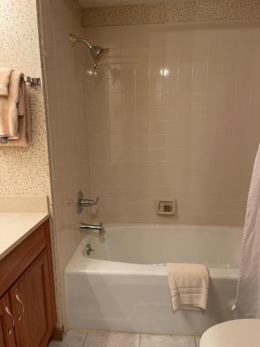 Ένα μπάνιο στο Top Floor Luxury, Sauna, Private Pool, Lake Bellaire Beach, 5 beds, 4 full bath