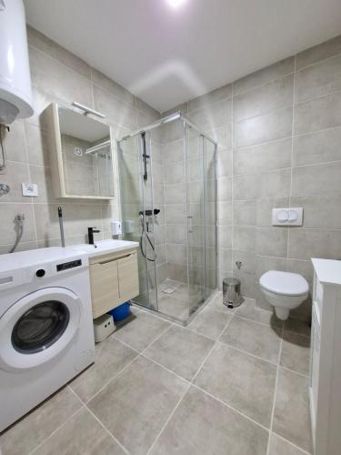Koupelna v ubytování Apartman Vidik Family Divčibare