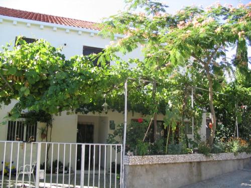 a white house with a fence and a tree at Guest House Kola in Slano