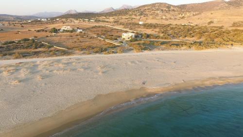 an aerial view of a beach and the ocean at Sun and Moon Villas in Aliko Beach