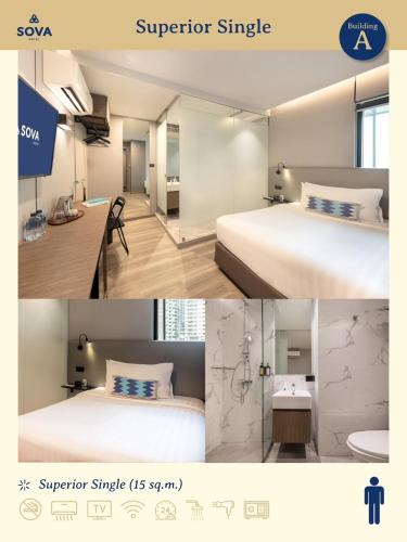 Ένα ή περισσότερα κρεβάτια σε δωμάτιο στο SOVA Hotel Bangkok
