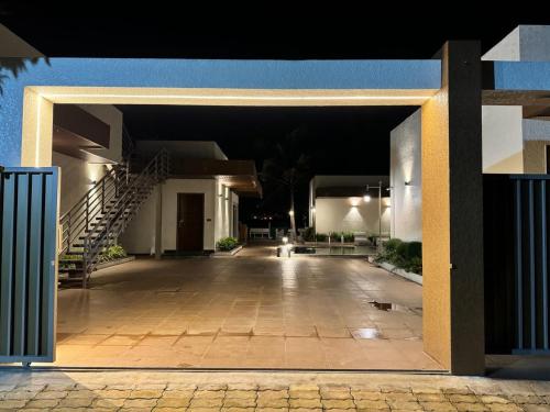 an empty hallway of a building at night at ARS FARMSTAY in Munirābād
