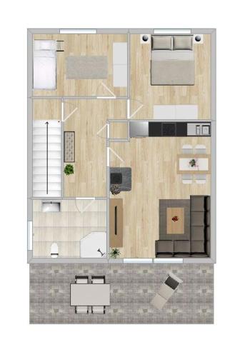 a drawing of a floor plan of a house at 28 Fehmarn An der Reiterkoppel 49b EG in Burg auf Fehmarn