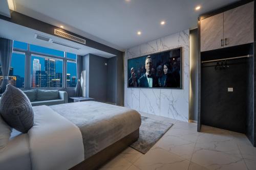 Yunmu International Hotel Chongqing Jiefangbei Pedestrian Street Branchにあるベッド