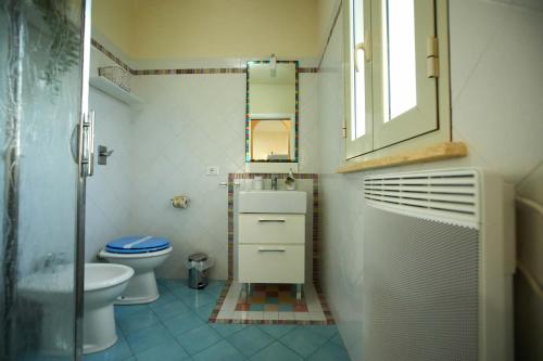 ファヴィニャーナにあるVilla Ficuriniaのトイレと洗面台のある小さなバスルーム