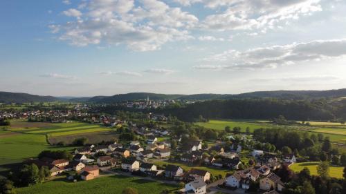 an aerial view of a small village in the hills at Sommer Chalet 32 in Nabburg