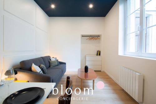 a living room with a couch and a table at Le cocon de la Grande rue in Nancy