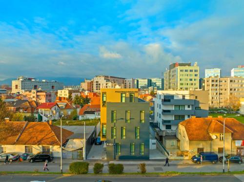 a view of a city with buildings and cars at Enjoy Apartments and Suites in Zagreb