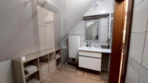 a bathroom with a sink and a mirror at Vila Breg Kopaonik Centar in Kopaonik