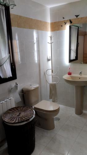 a bathroom with a toilet and a sink at Apartamento LA FRAGUA in Comillas