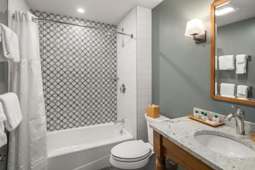 a bathroom with a toilet and a tub and a sink at von Trapp Family Lodge & Resort in Stowe