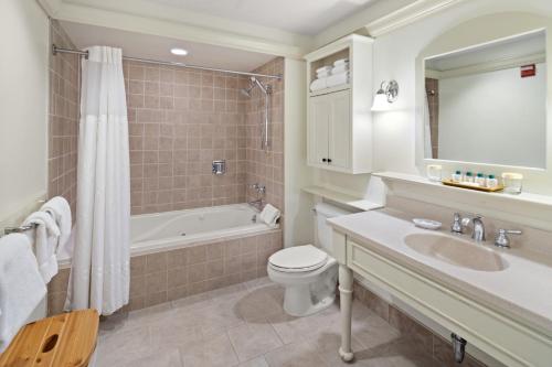 a bathroom with a sink and a toilet and a tub at von Trapp Family Lodge & Resort in Stowe