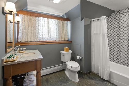 a bathroom with a toilet and a sink and a shower at von Trapp Family Lodge & Resort in Stowe