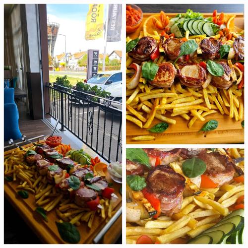 a collage of three different pictures of food at Maestro - Rooms & Restaurant in Vukovar