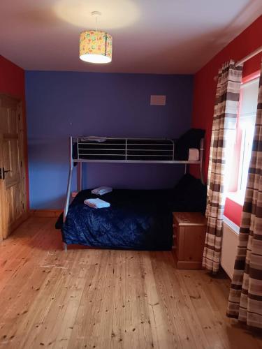 a bedroom with a bunk bed in a blue wall at Room 3 Williamstown, Ireland in Crumlin