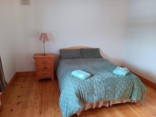 a bedroom with a bed with two pillows and a night stand at Room 4, Williamstown, Ireland in Crumlin