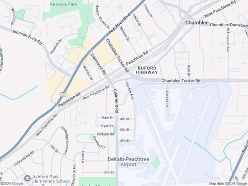 a generalized map of a city at Experience Local Living in this Chamblee Home in Atlanta