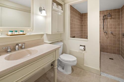 a bathroom with a sink and a toilet and a shower at von Trapp Family Lodge & Resort in Stowe