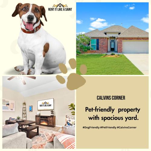 a collage of photos of a house with a dog at Petfriendlymid-term Stays2king Beds&desk in Lake Charles