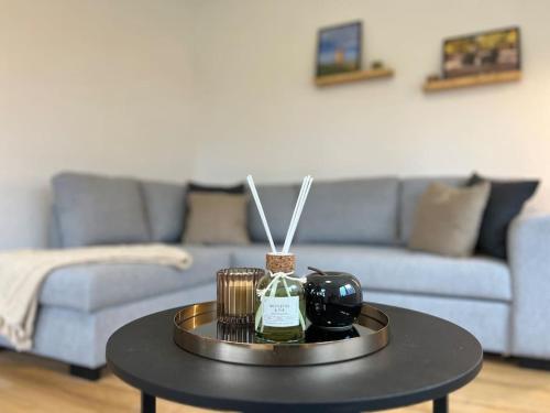 Χώρος καθιστικού στο Ferienhaus nahe der Nordsee, in Loquard, nahe Greetsiel und Emden