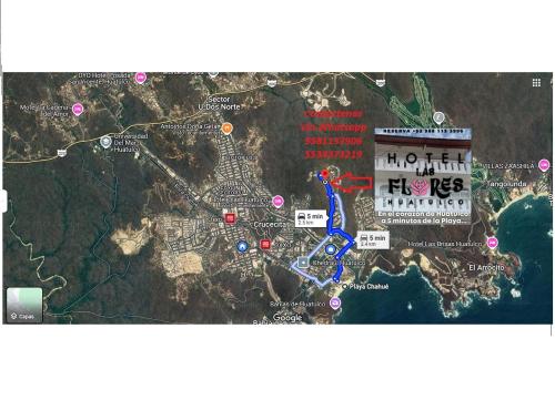 a screenshot of a map of a city at Casa Cristina Mamá Regañona in Bahías de Huatulco