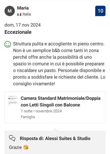 a screenshot of a cell phone with a text message at Alessi Suites & Studio in Mazzarino