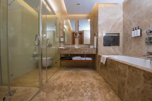 a bathroom with a tub and a sink and a shower at Crowne Plaza Kayseri by IHG in Kayseri
