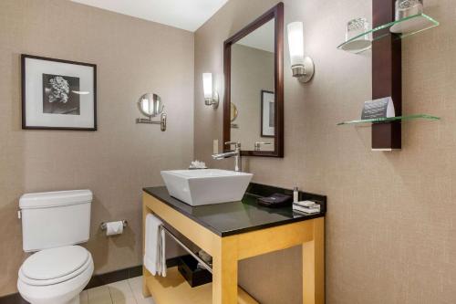 a bathroom with a sink and a toilet at Cambria Hotel Denver International Airport in Aurora