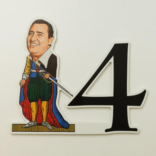 a sign with the number four painted on it at O Effe Games Vatican in Rome