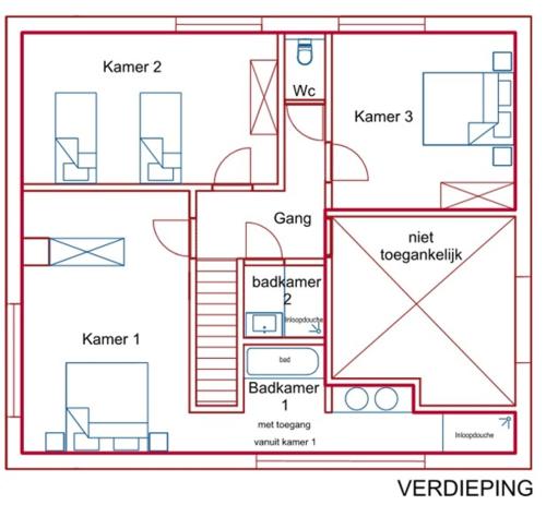 a floor plan of a house at vakantiewoning Baaltje in Koksijde